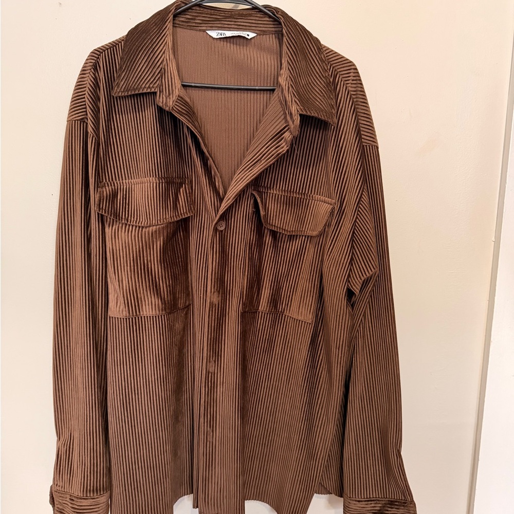 ZARA Brown Corduroy Shirt Jacket XL